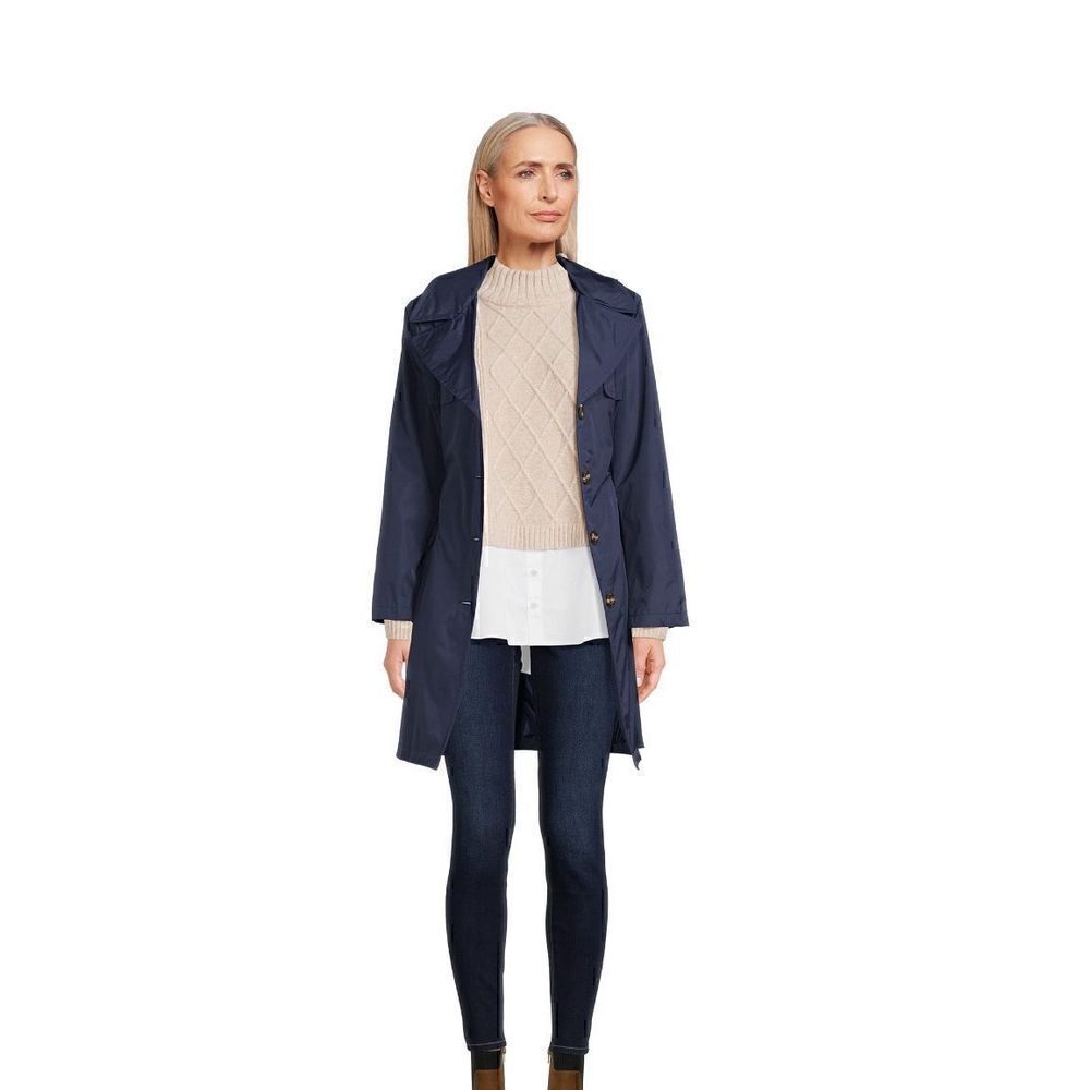 Steve Madden Navy Blue Trench Coat - Picture 1 of 8